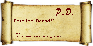 Petrits Dezső névjegykártya